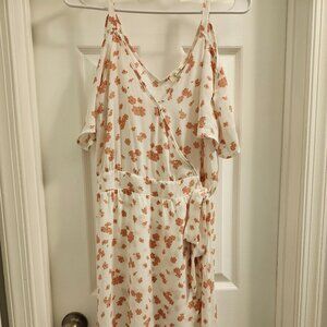 Jessica Simpson Floral Chiffon Cold Shoulder Faux Wrap Dress